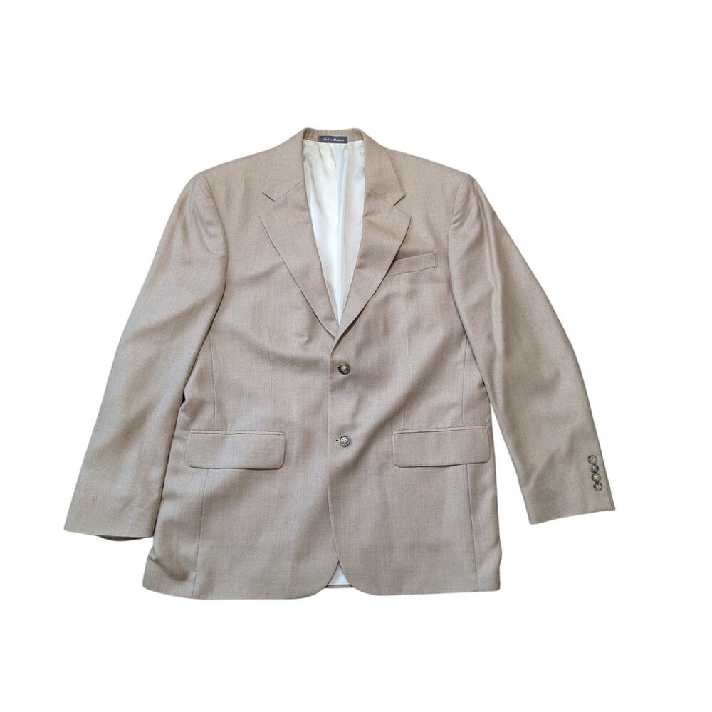 Oscar De La Renta Men's Vintage SILK & WOOL Blend Jacket/blazer, 42R, Tan/Cream